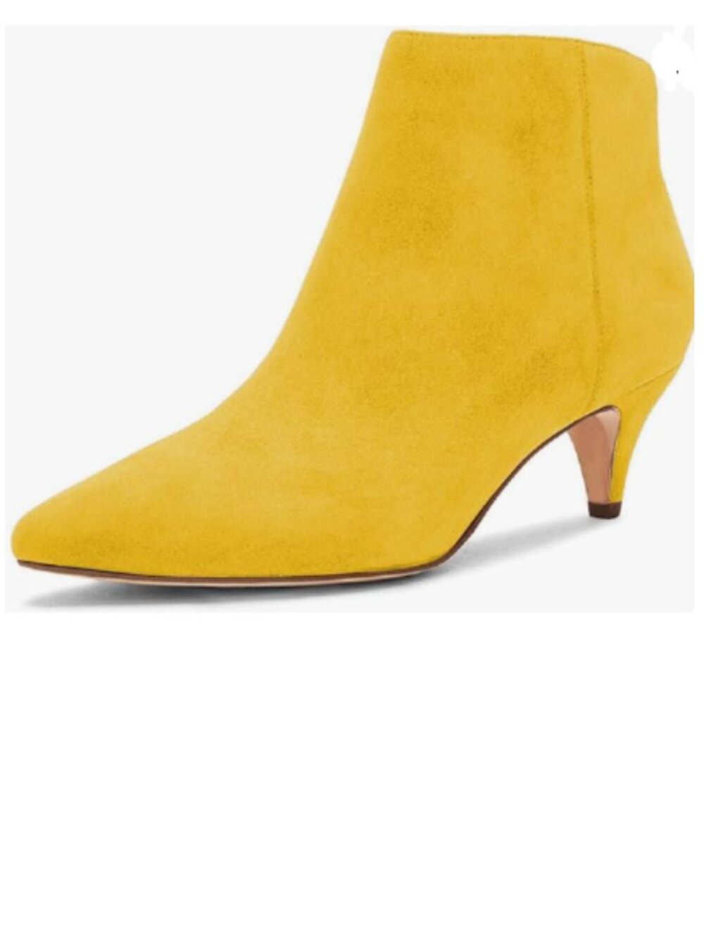 XYD Yellow Kitten Heel Ankle Boots Pointed Closed Toe Side Zipper Prom Shoes